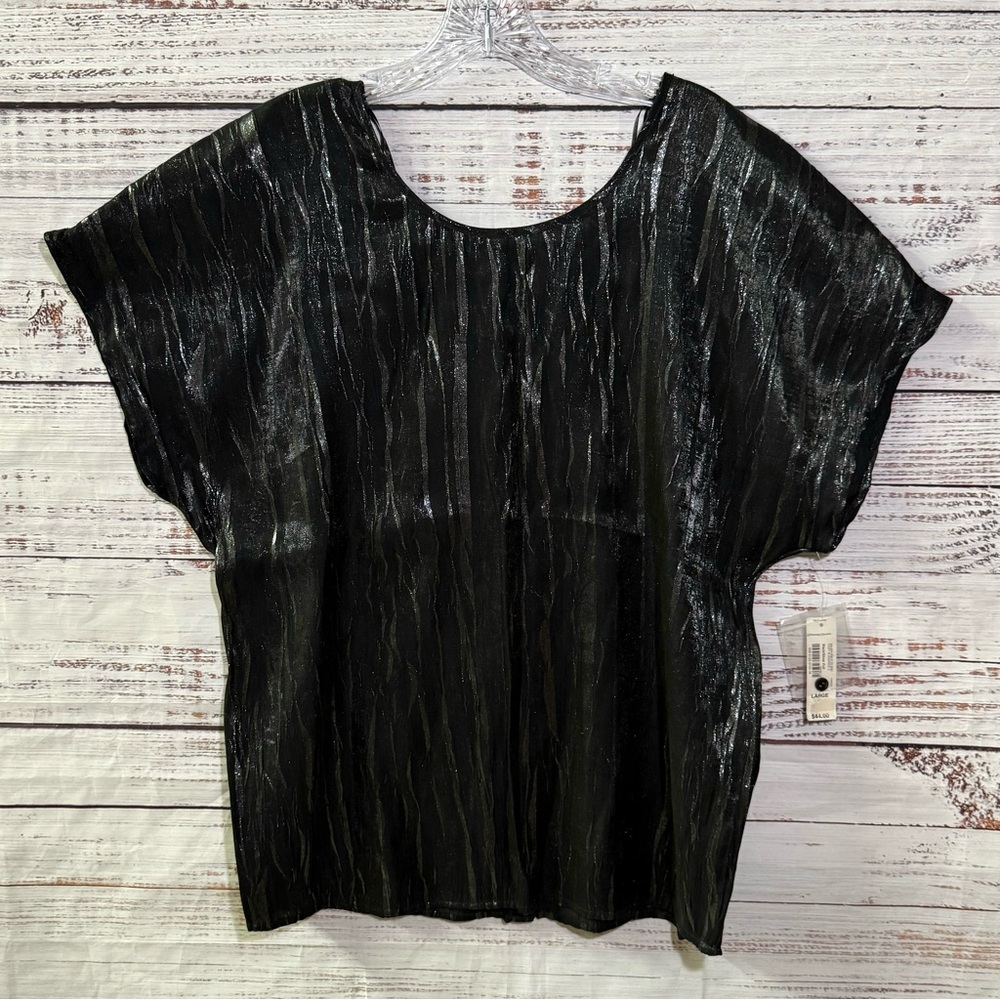 NWT Allen B. By Allen Schwartz Black and Silver Blouse